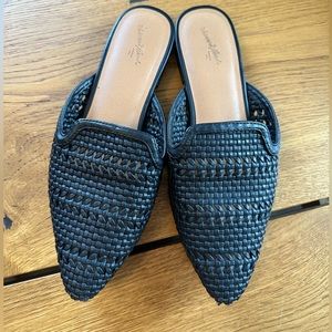 Woven slip on mules